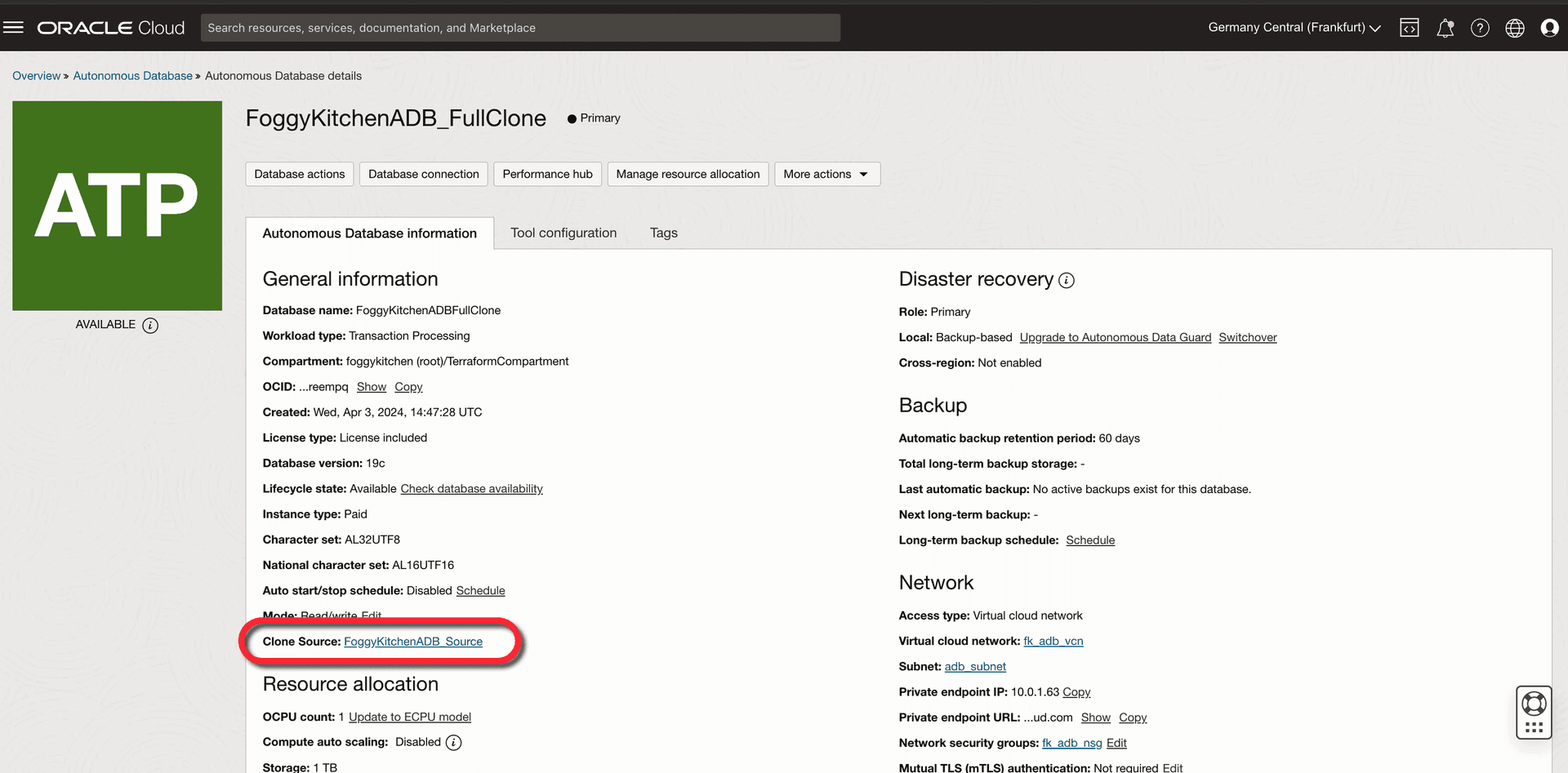 How to Create an OCI Autonomous Database Full Clone with Terraform