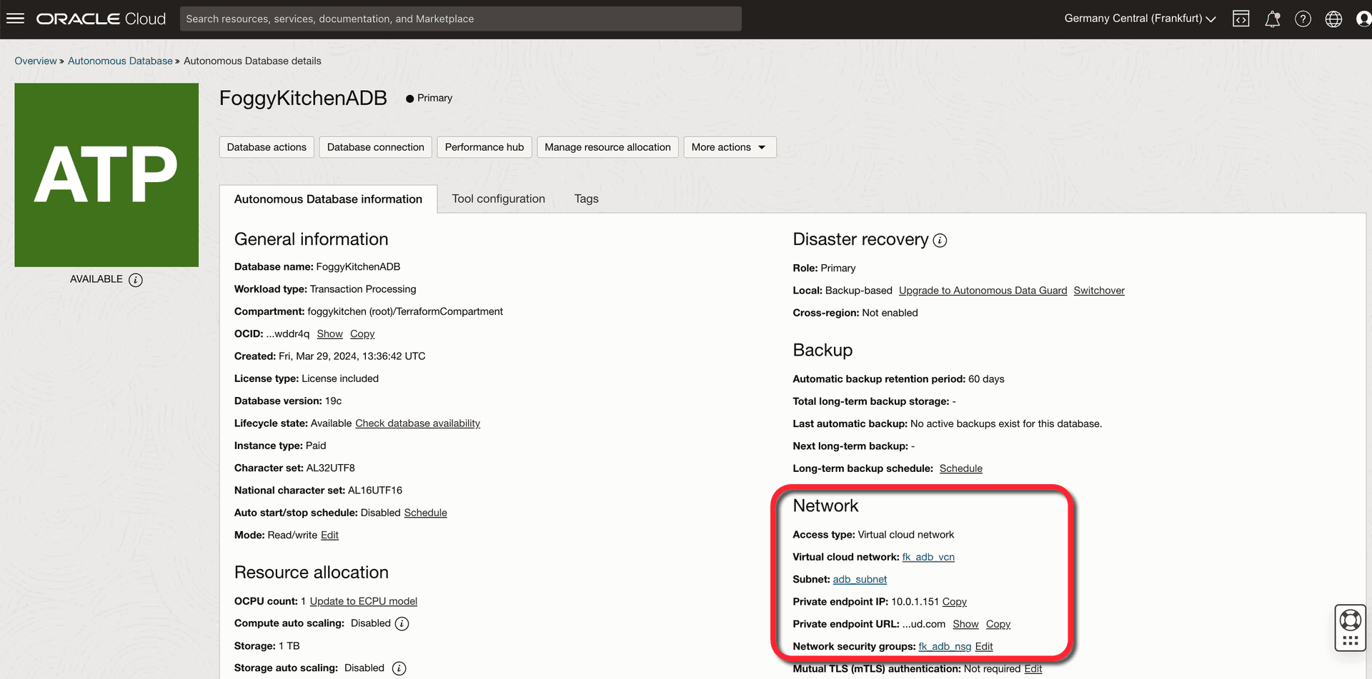 How to Deploy an OCI Autonomous Database with a Private Endpoint using Terraform